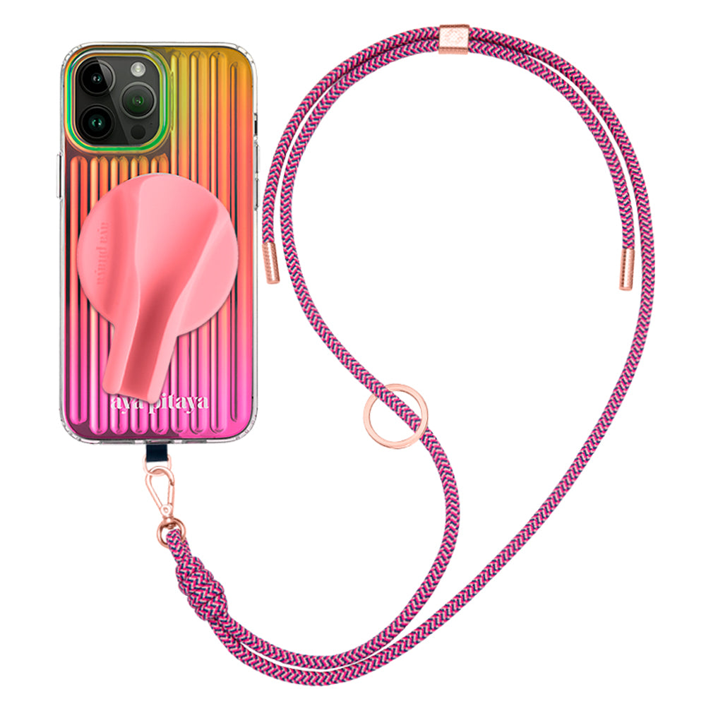 Kit Case Bubble Rosa + Alça Universal Crossbody + Stick Aya MagSafe